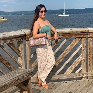 Shein Ditsy Floral Straight Leg Cropped Pants